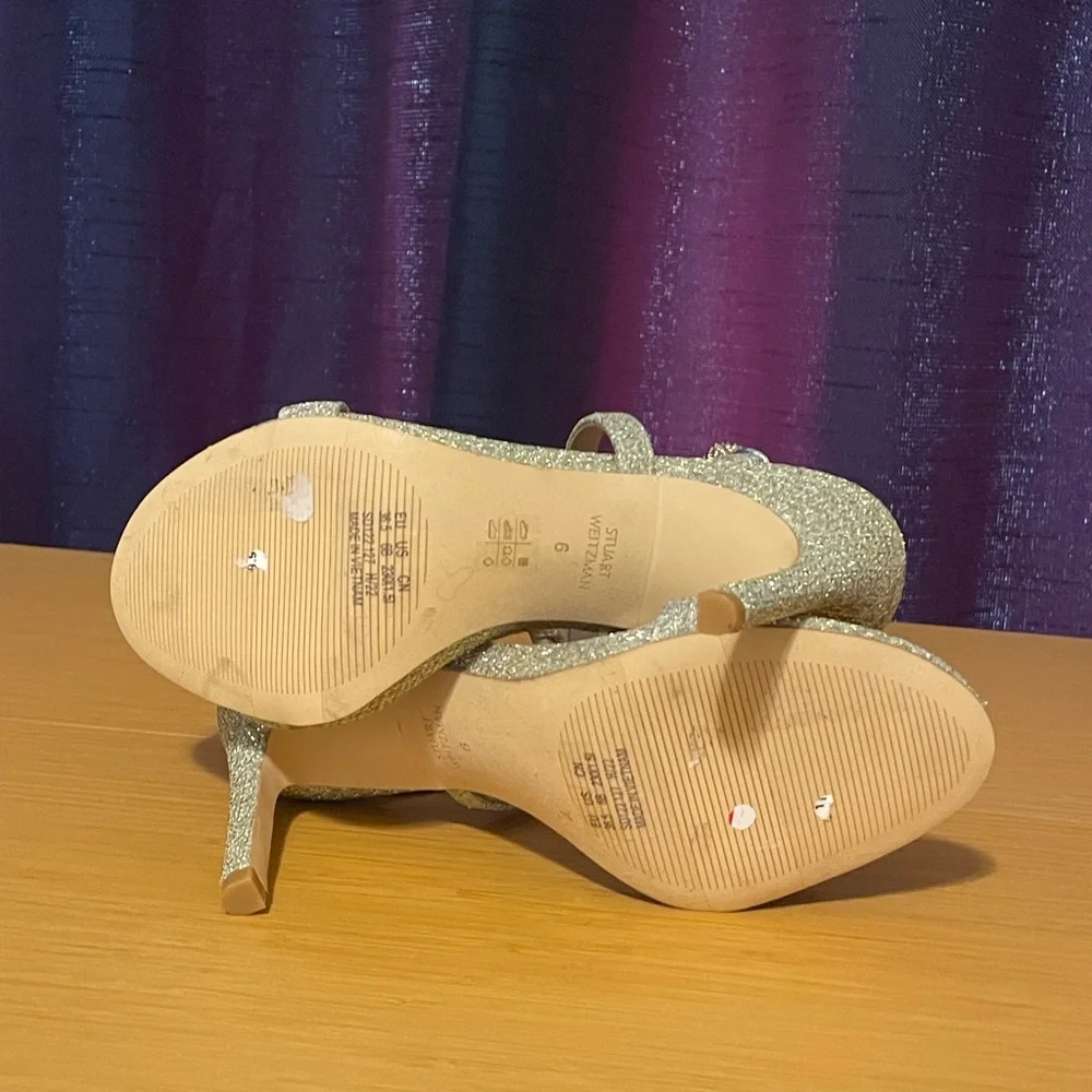 Stuart Weitzman Crystal Buckle 95 Glitter Sandal